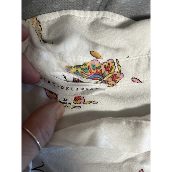 jane and delancey top White Summer Boho Soft Button Up Butterfly Collared Sz 3X - Picture 5 of 8
